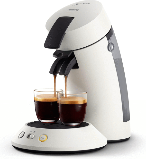 newfrance senseo original plus csa210/10 machine à café à dosettes (sélection de la puissance du café, technologie coffee boost, en plastique recyclé) blanc