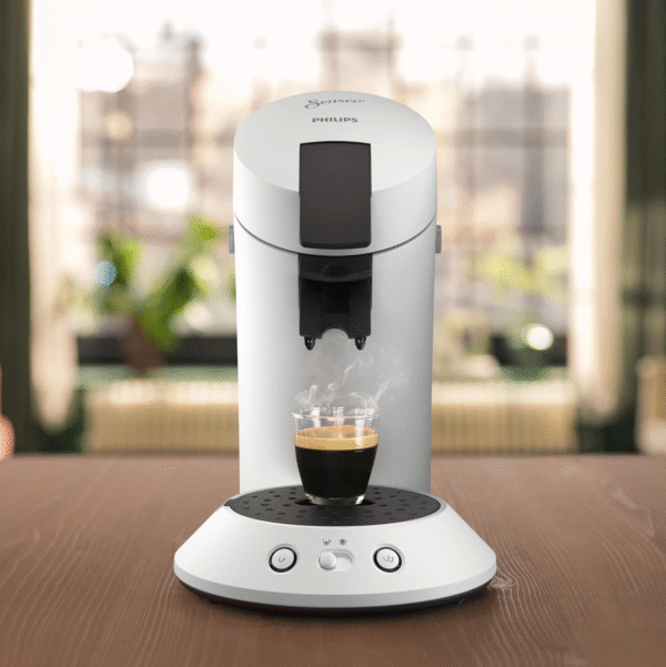 newfrance senseo original plus csa210/10 machine à café à dosettes (sélection de la puissance du café, technologie coffee boost, en plastique recyclé) blanc